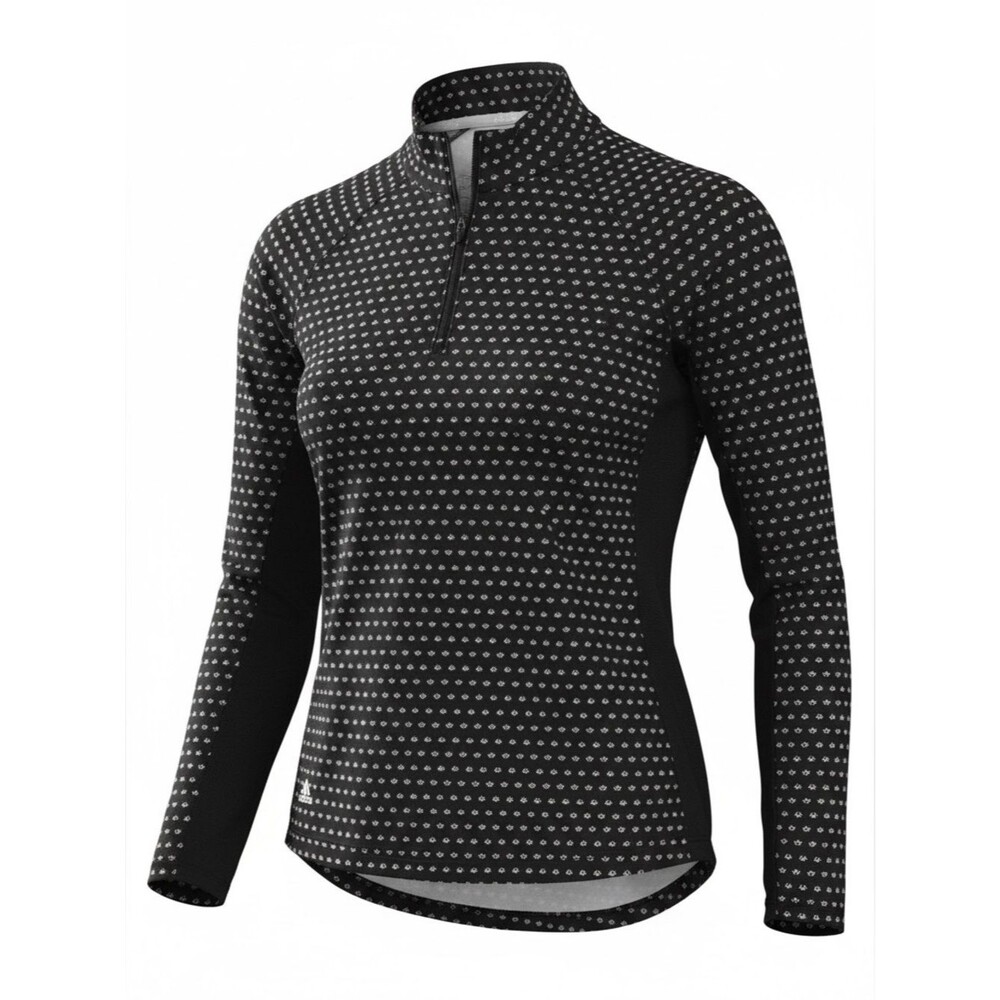Adidas - Women's Black Long-Sleeve Quarter-Zip Pull-Over Performance Top